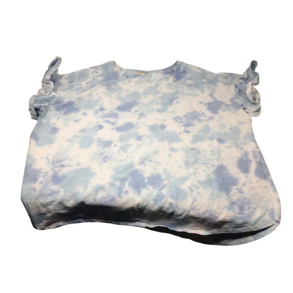 ''Jane and Delaney'' Womens Size 3X Tie Dyed Blue & White Short Sleeve Shirt